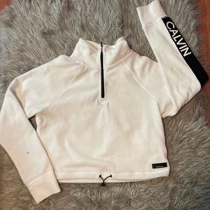 Cropped Fleece Sweater! Calvin Klein! 3in Zipper
